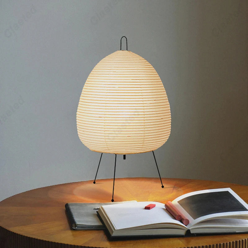 Rice paper lamp diffuser close-up showing washi texture detail
