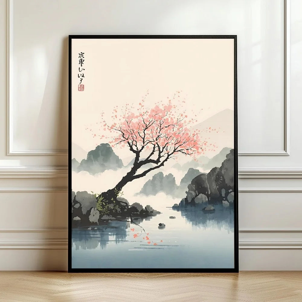 Japanese Botanical Tree Illustration Canvas Wall Art