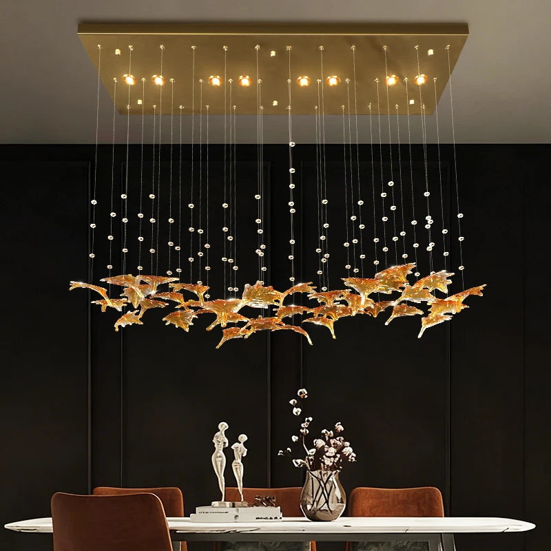 Maple Leaf Glass Chandelier