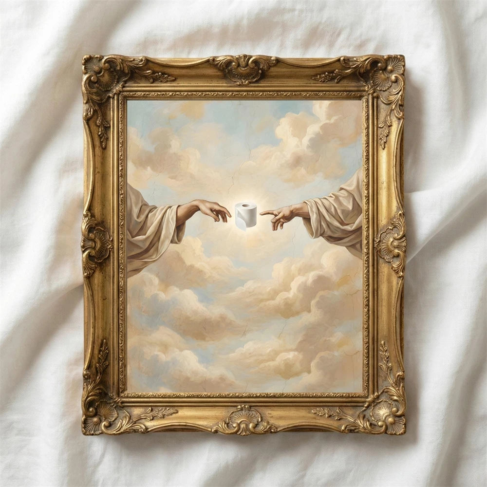 Altered Statue Humorous Bathroom Canvas Wall Art