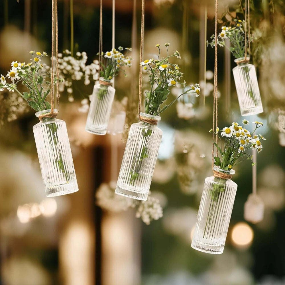 Retro mini glass bud vase set for hydroponic wedding table décor