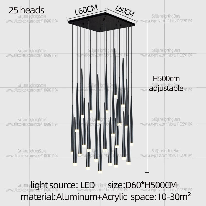 Twenty head chandelier, 19.7 in across, with a 157.5 in drop