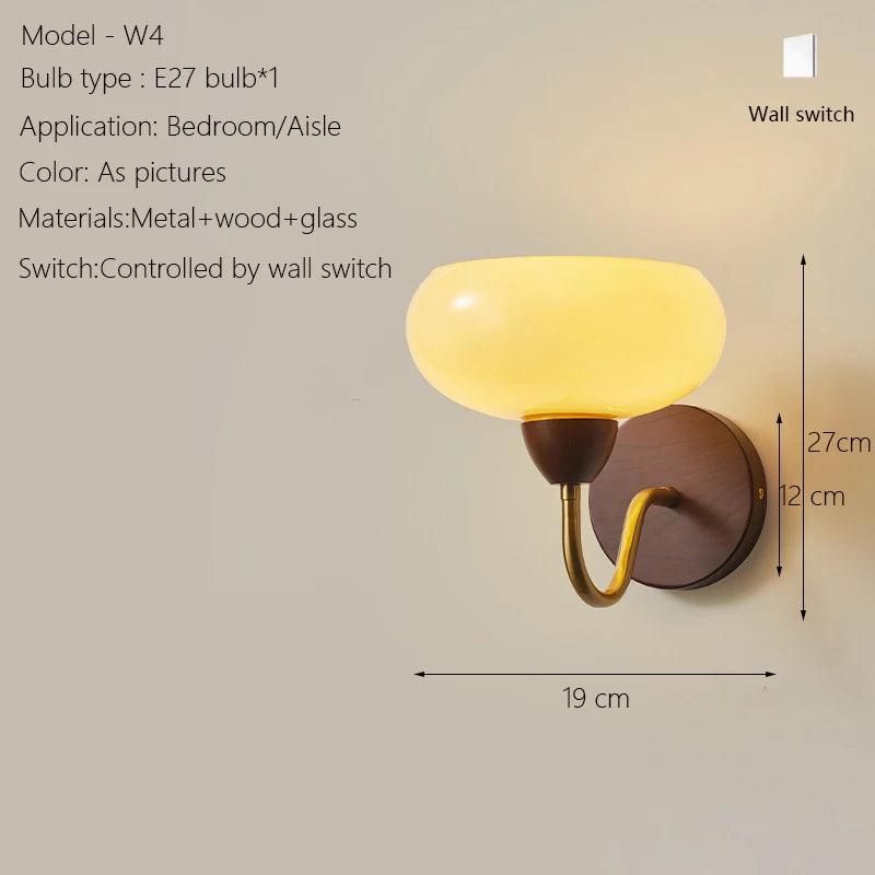 Neoclassical Wood Glass Wall Sconce