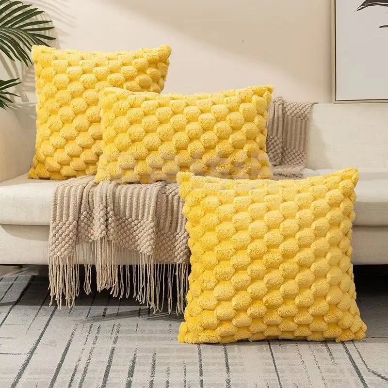 3D Textured Plush Throw Pillow Cover — styling detail