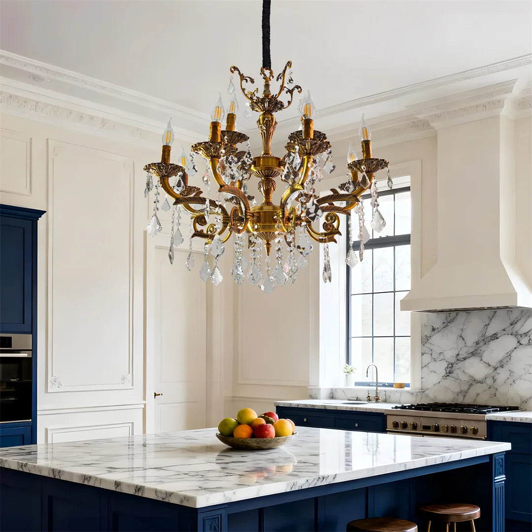 Bronze Crystal Candle Chandelier