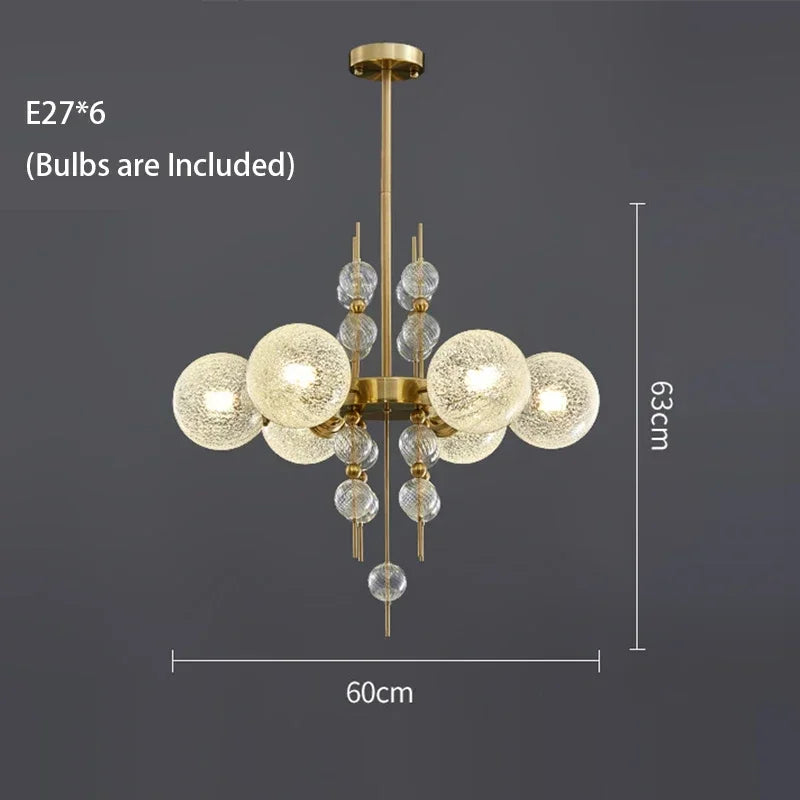 Pipe erected glass bubble chandelier with polished stainless canopy
