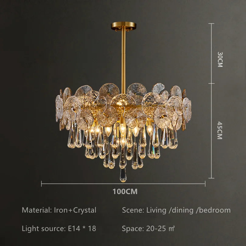 Smaller 23.6 in lotus crystal chandelier suited to a bedroom ceiling