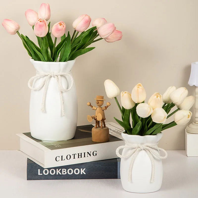 Large bow design plastic flower vase wedding centerpiece