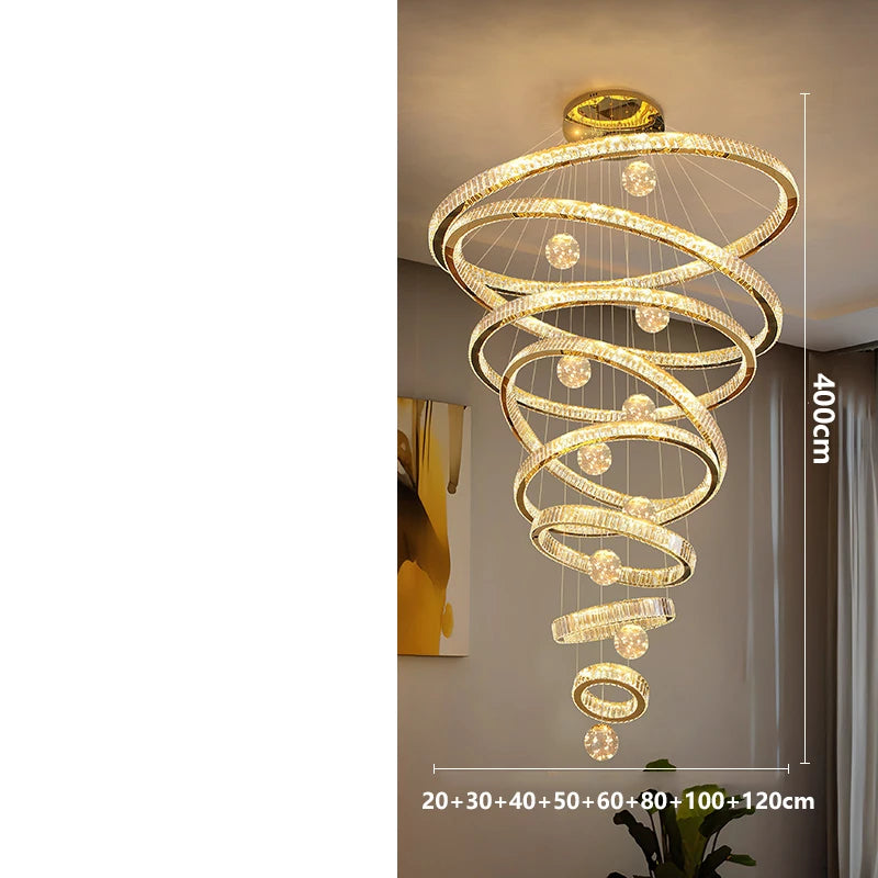 Three ring crystal chandelier with a 78.7 in adjustable cord drop