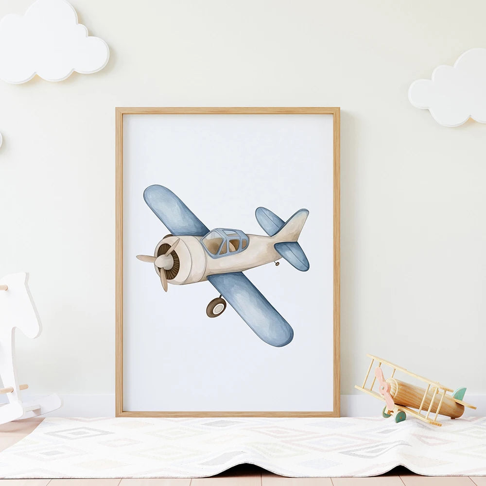 Children's Vehicle Nursery Canvas Wall Art Set