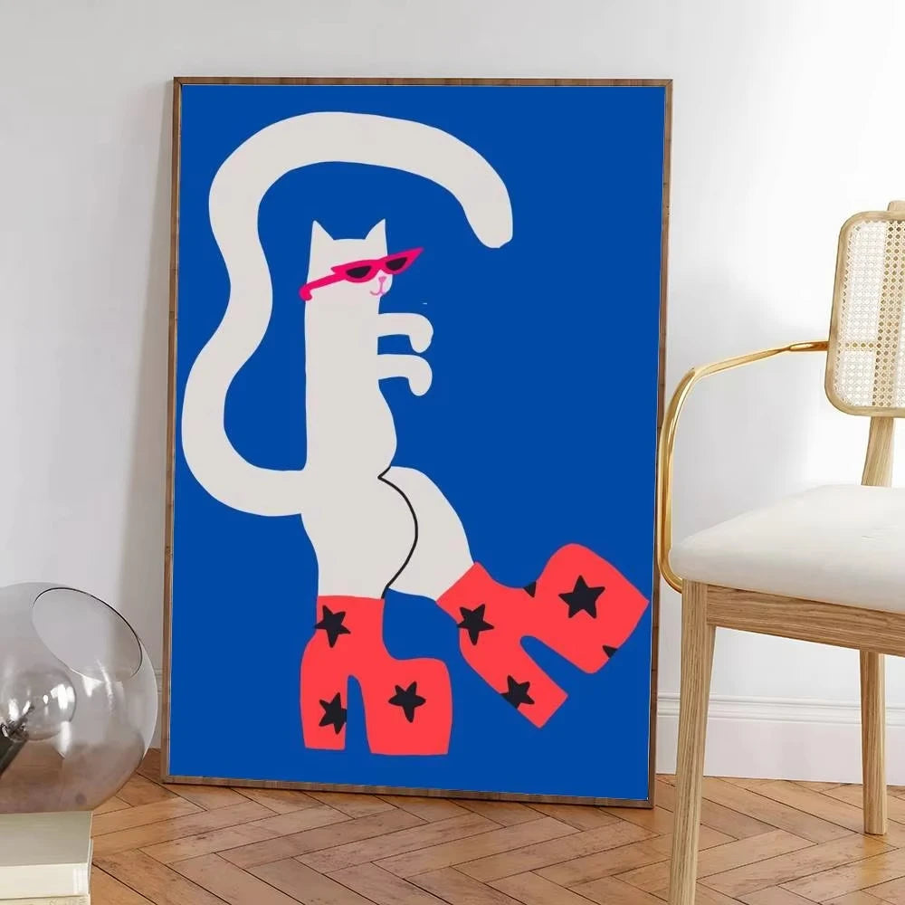 Colorful Cat Interior Canvas Wall Art
