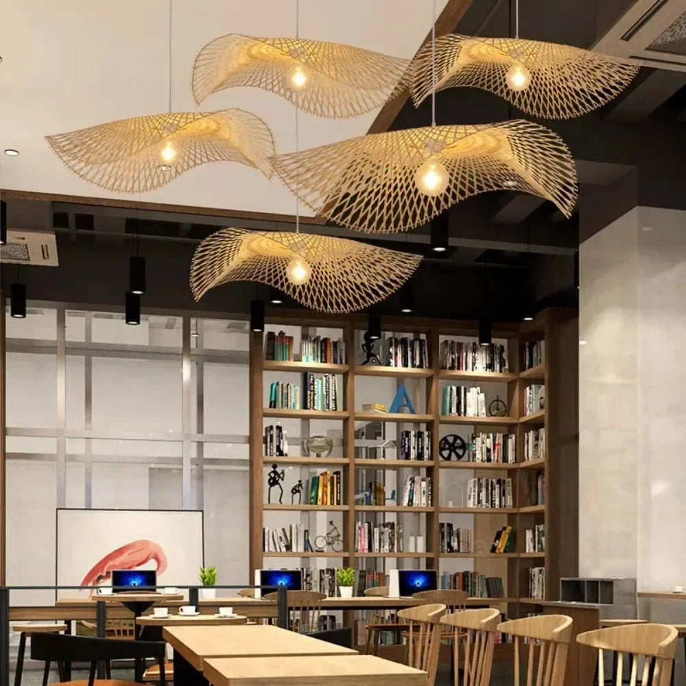 Bamboo Rattan Boho Pendant Light