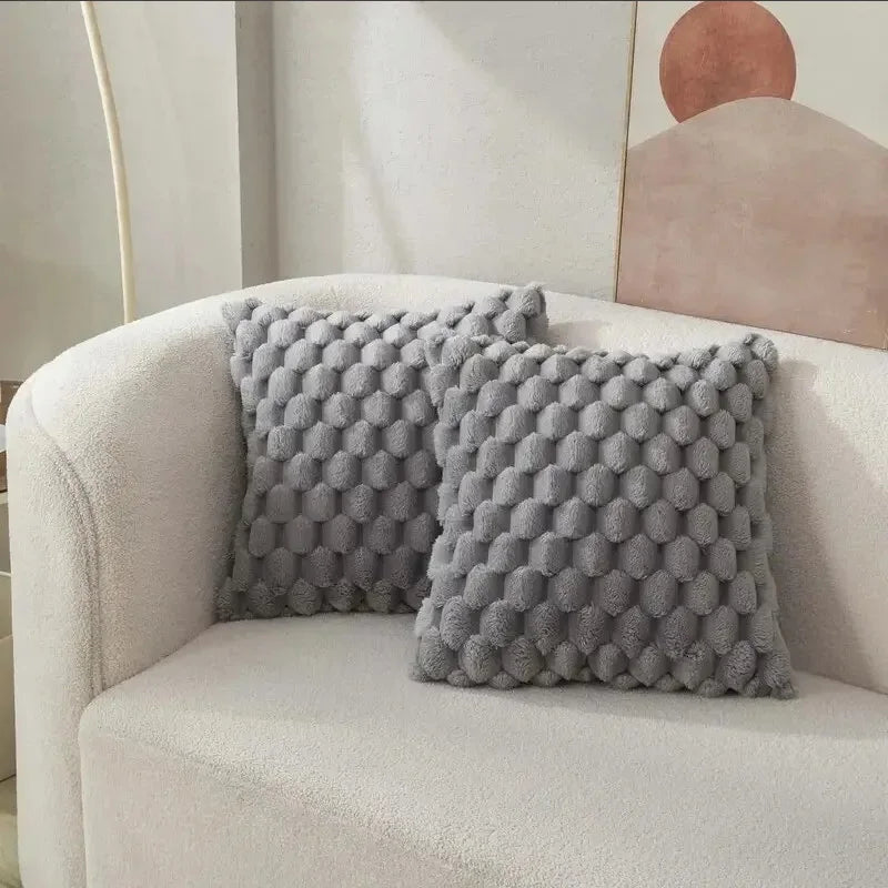 3D Textured Plush Throw Pillow Cover — styling detail