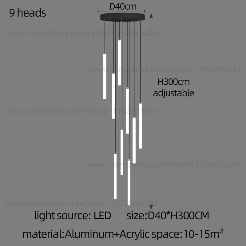 Sixty head strip chandelier, 27.6 in across, with a 275.6 in drop