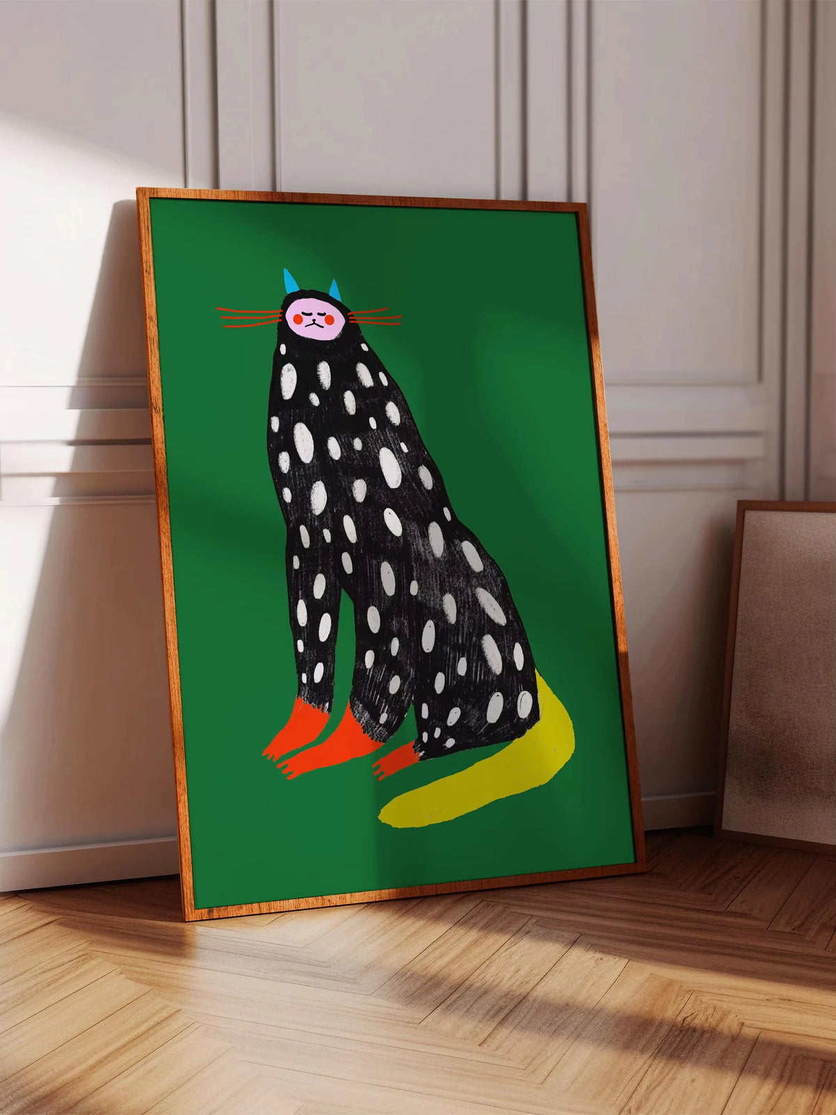 Abstract Whimsical Cat Canvas Wall Art Print