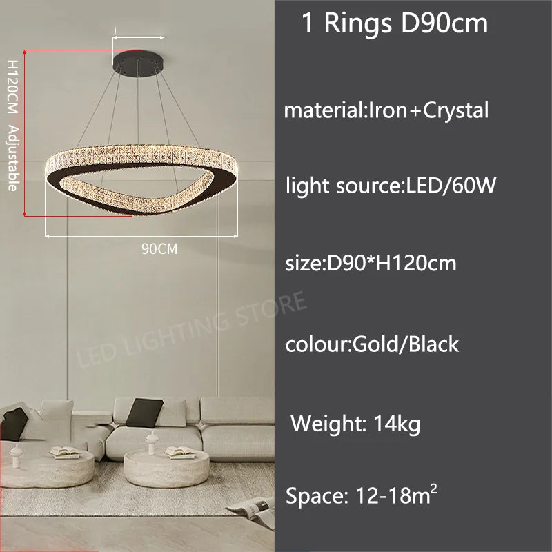 Single ring crystal chandelier, 15.7 in across, for a bathroom