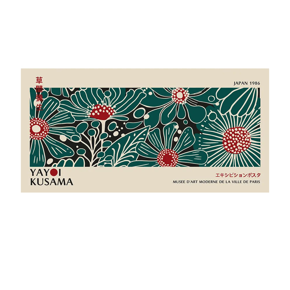 Yayoi Kusama inspired polka dot canvas wall art — multiple size comparison