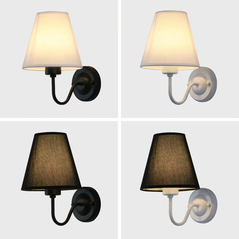 fabric shade wall sconce, installed in a room interior setting