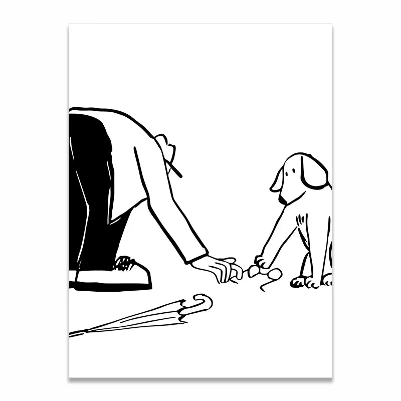Korean Minimalist Anime Couple Canvas Wall Art