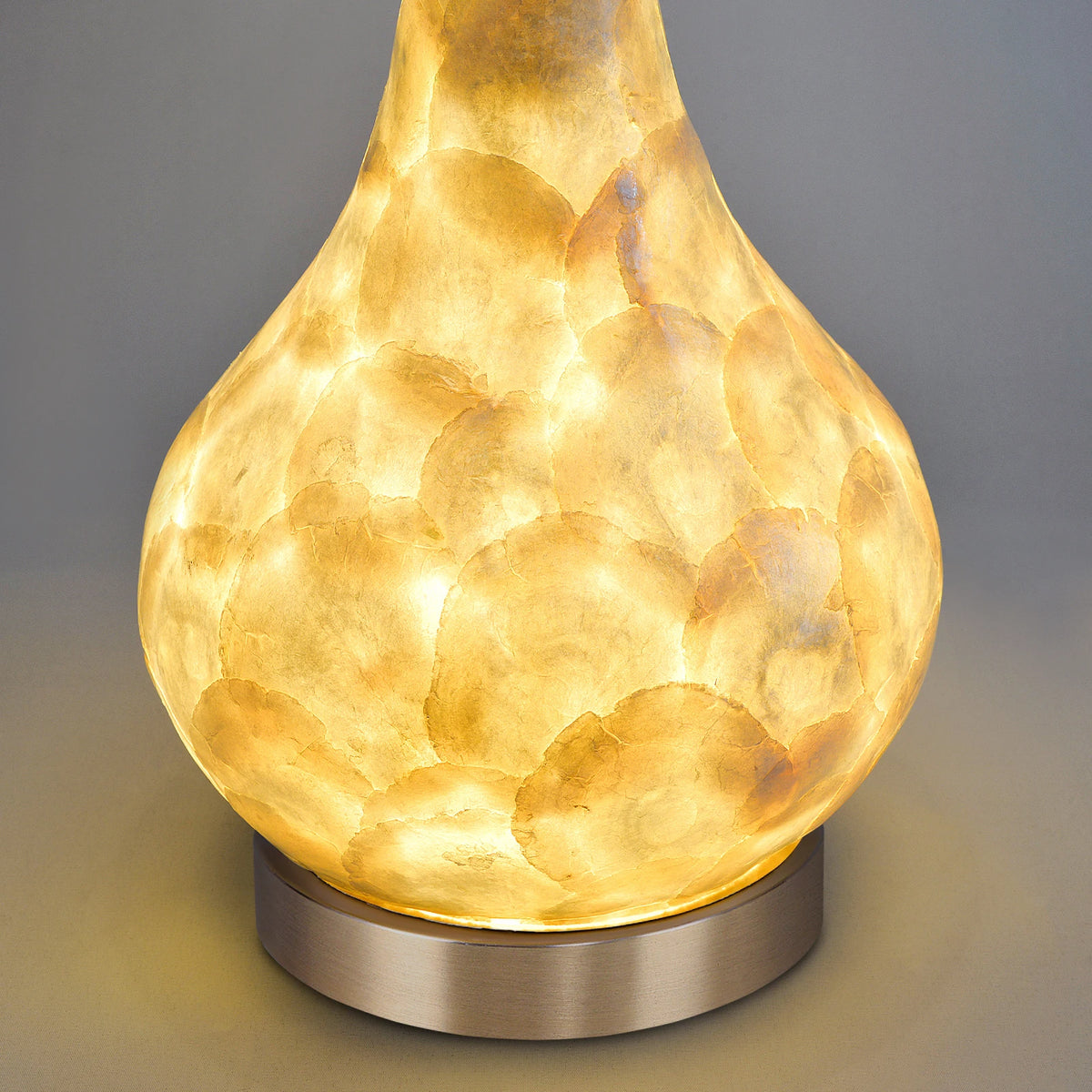 Luxury lamp from above showing circular opal shade top