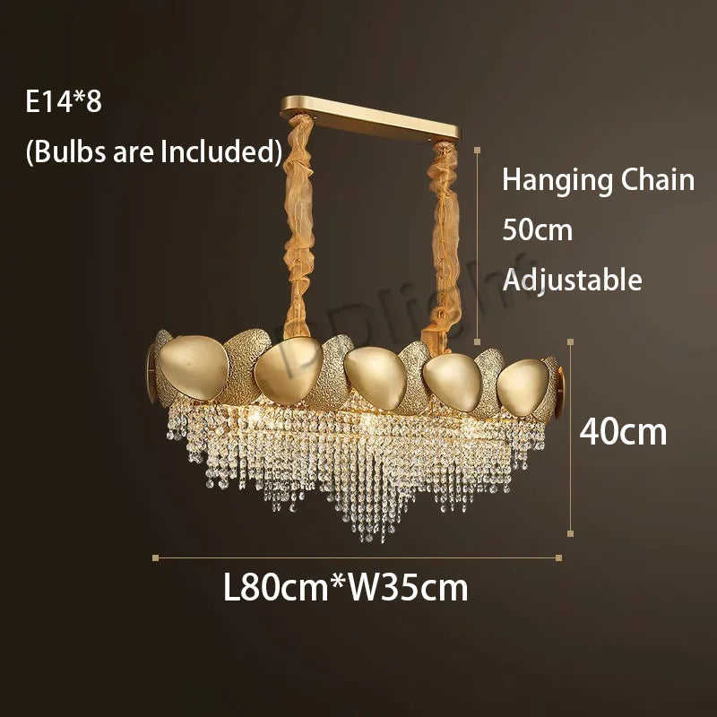 Crystal chandelier at 21.7 in length with natural 4500K LED light