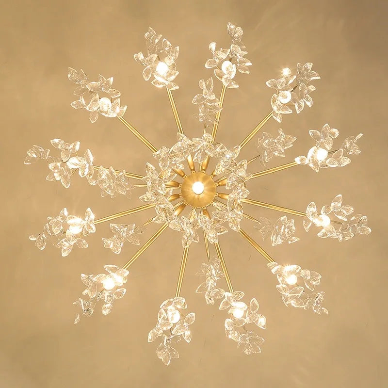 Crystal branch chandelier with seven lights on a chain pendant