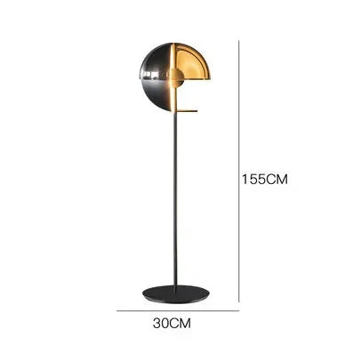 Designer floor lamp side profile showing full elegant height