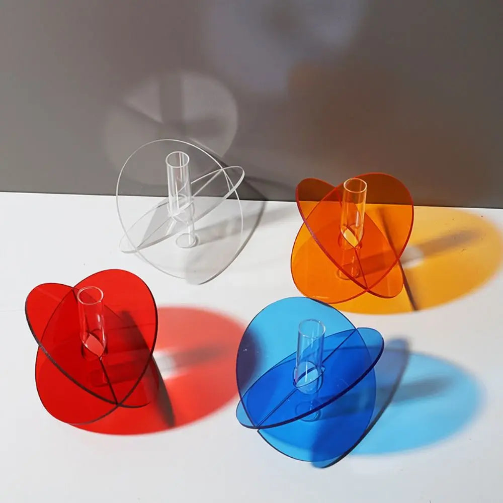 Geometric acrylic flower vase in rainbow colors for dried flowers