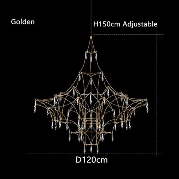 Compact 15.7 inch starry sky chandelier in golden plated stainless steel