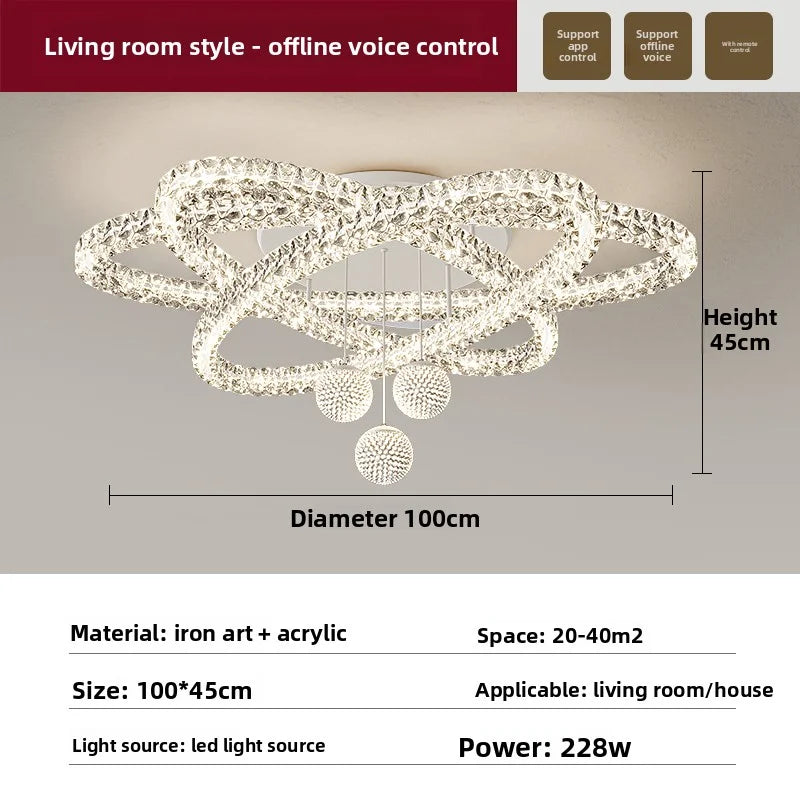 Black acrylic chandelier at 35.4 in diameter with stepless dimming