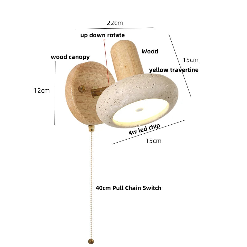 Vintage Travertine Pull Chain Wall Sconce