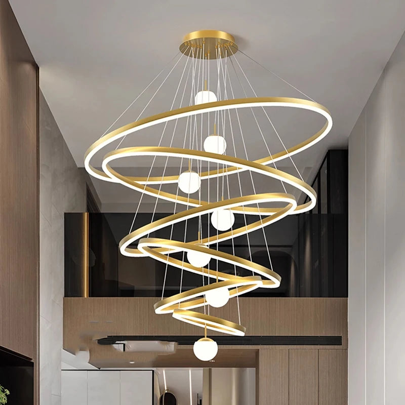 Eight ring chandelier in black with a 157.5 inch adjustable cord drop