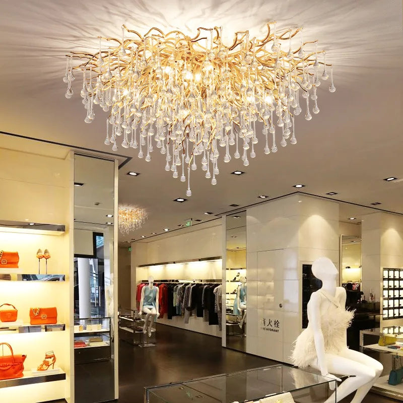 Silver finish crystal chandelier with aluminum frame and up and down lighting