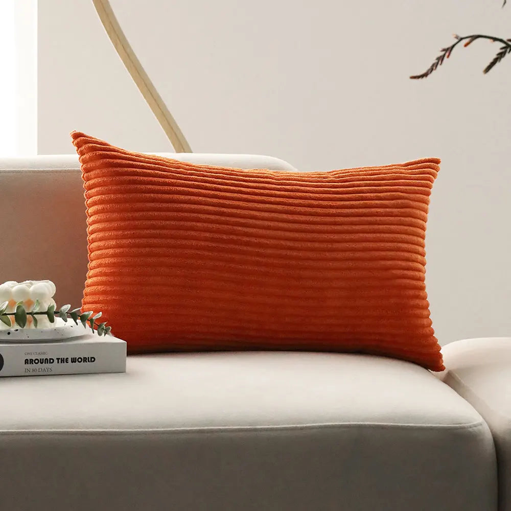 Orange Corduroy Lumbar Pillow Cover — styling detail