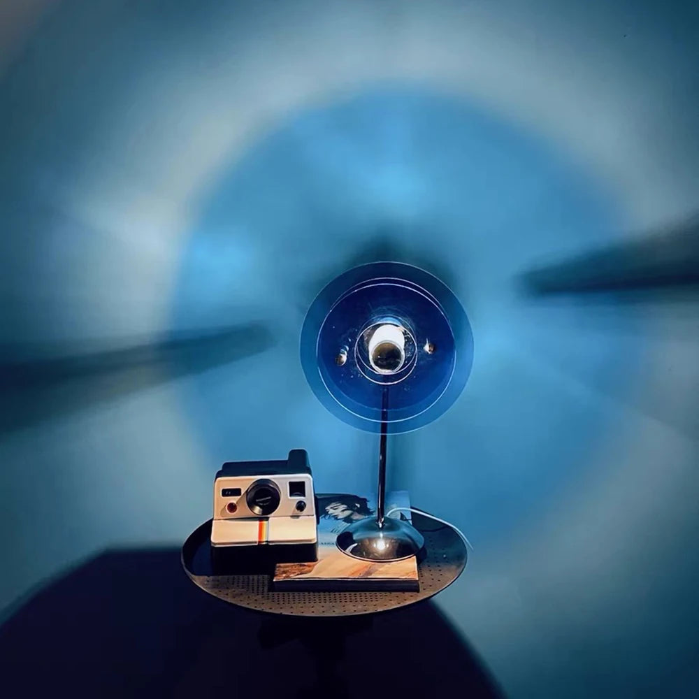 Rainbow light projection from USB atmosphere lamp illuminating room