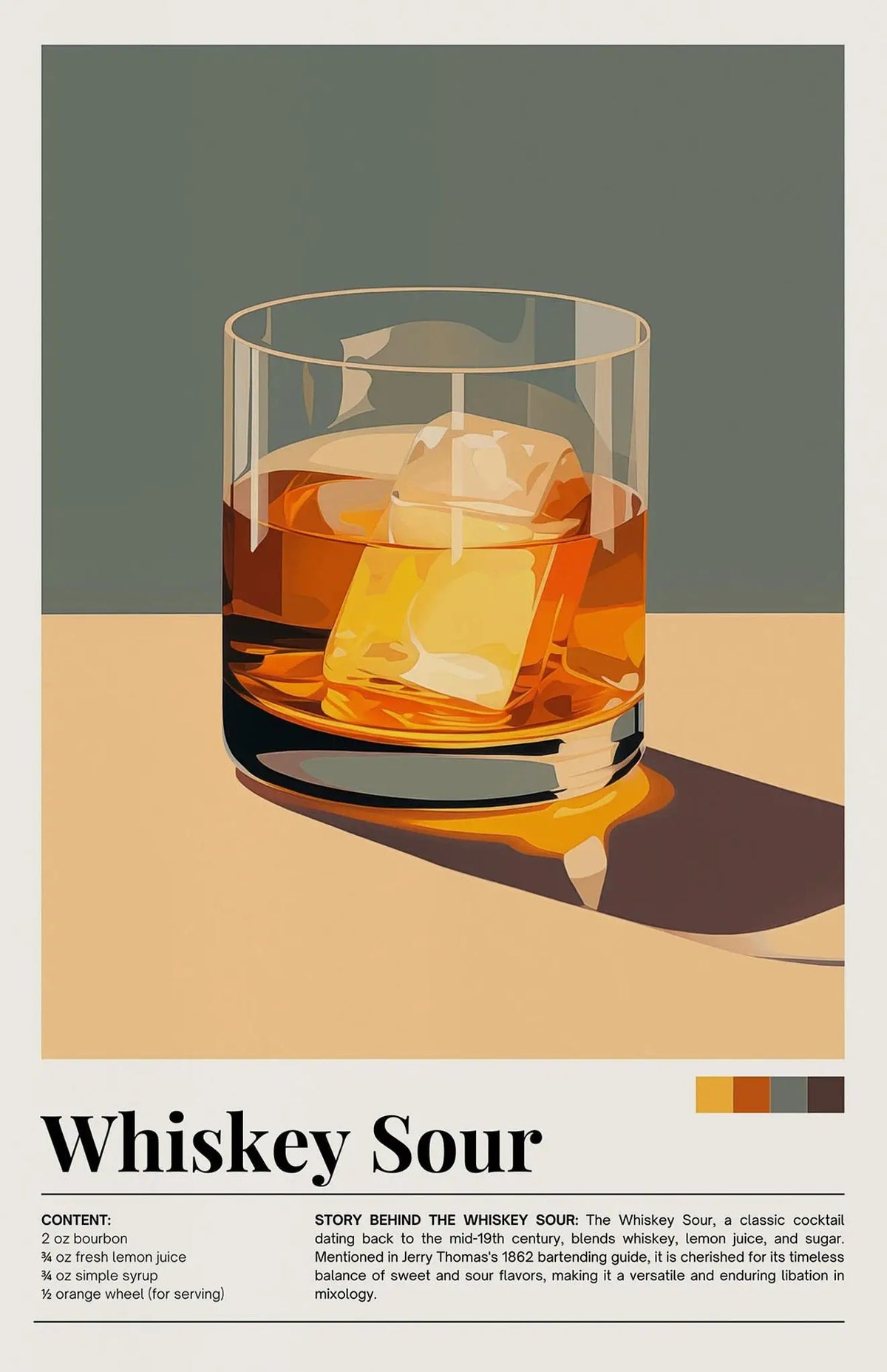 Retro Cafe Cocktail Cappuccino Canvas Wall Art