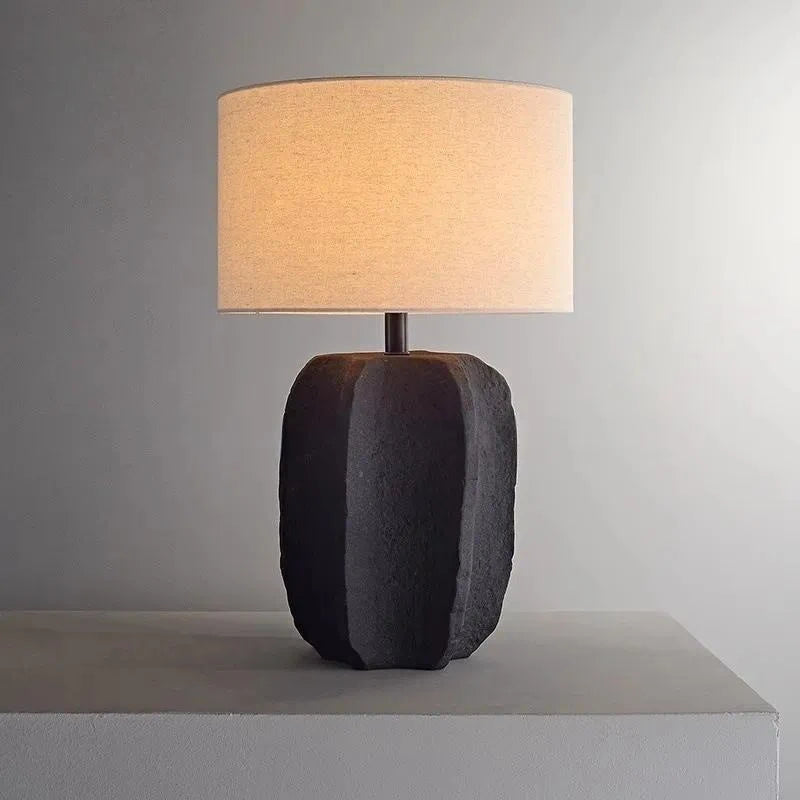 Japanese retro clay lamp in 35x57cm size on bedroom nightstand