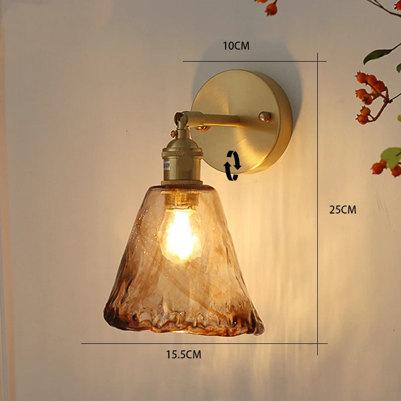 Japanese Brass Glass Wall Sconce