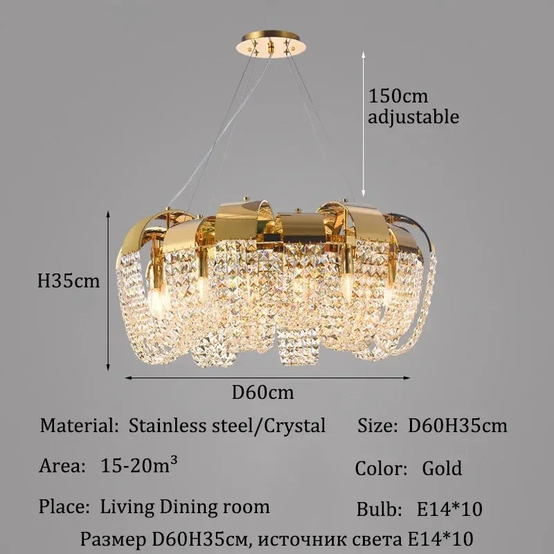 Crystal drop detail on the brushed ironware chandelier body