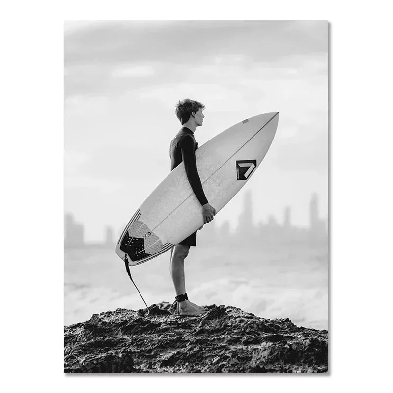 Beach Camper Van Surf Ocean Landscape Canvas Wall Art