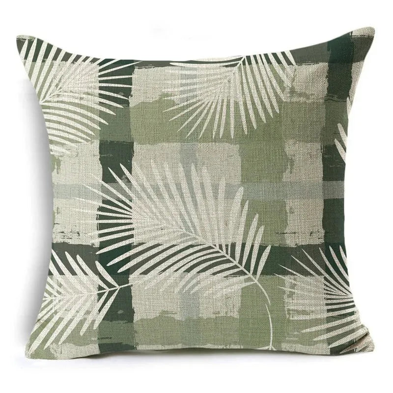 Green Floral Print Pillow Cover — styling detail