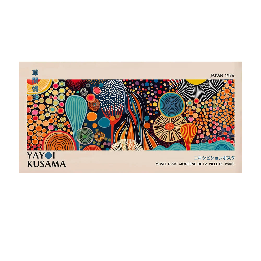 Yayoi Kusama inspired polka dot canvas wall art — canvas print surface detail