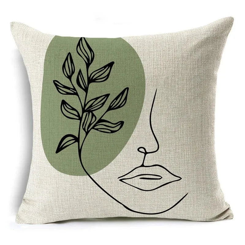 Green Floral Print Pillow Cover