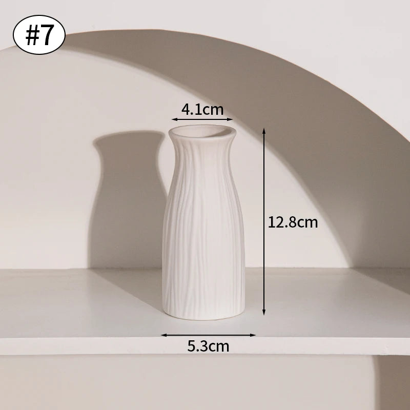 White Nordic Ceramic Flower Vase