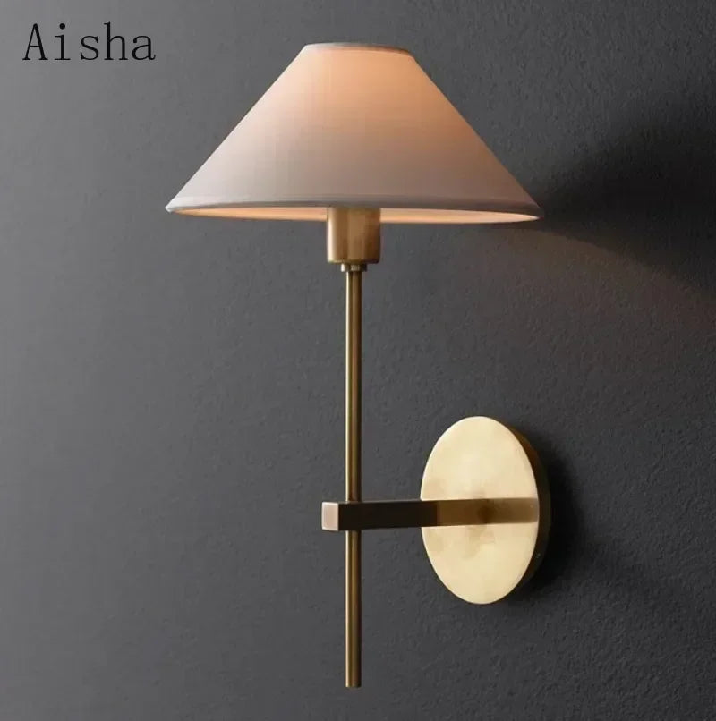 fabric shade wall sconce, side profile showing mounting depth