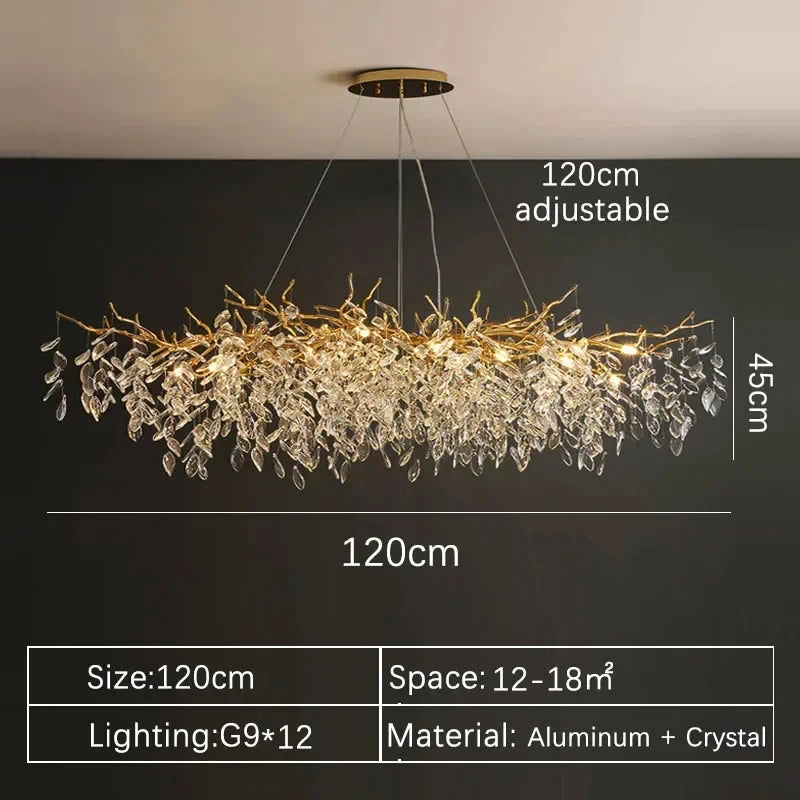 Crystal chandelier set to three colour changeable light output