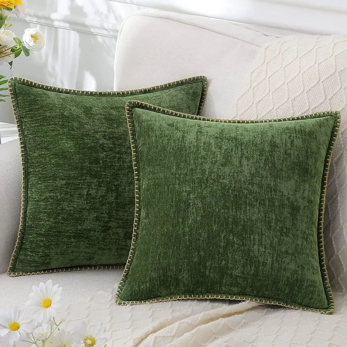 Solid Chenille Throw Pillow Cover