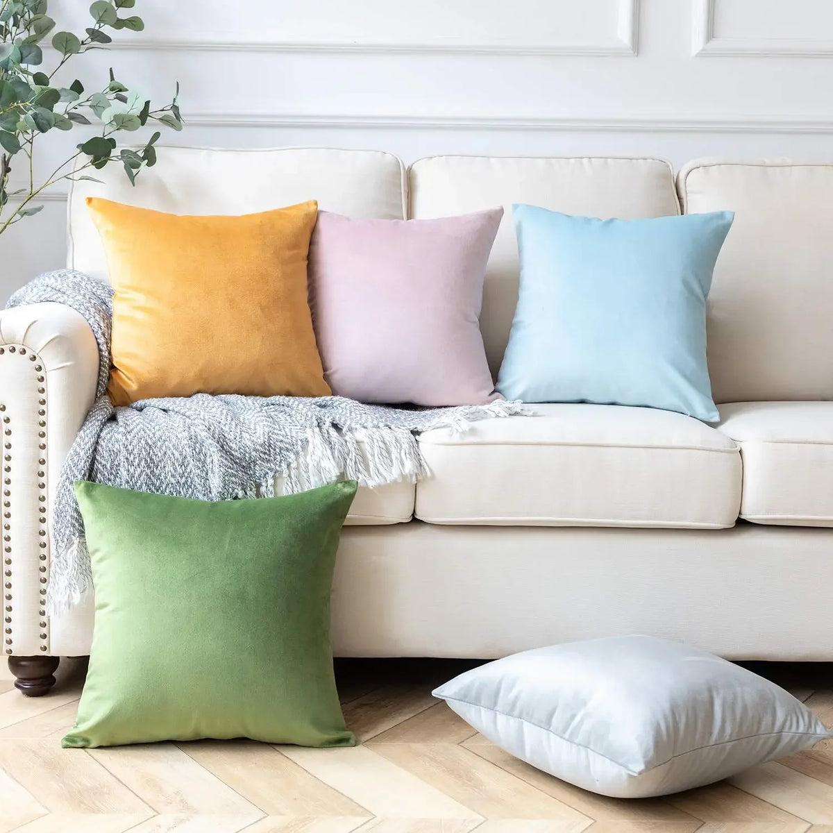 Nordic Velvet Throw Pillow Cover — alternate view