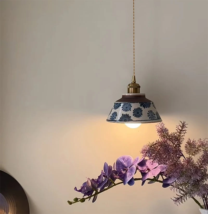 Ceramic Flower Pendant Light