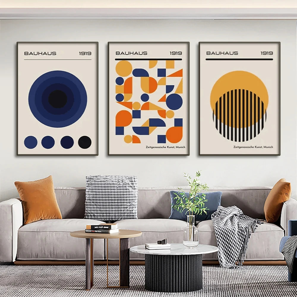 Bauhaus Abstract Geometric Mid-Century Canvas Wall Art